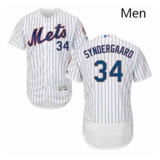 Mens Majestic New York Mets 34 Noah Syndergaard White Home Flex Base Authentic Collection MLB Jersey